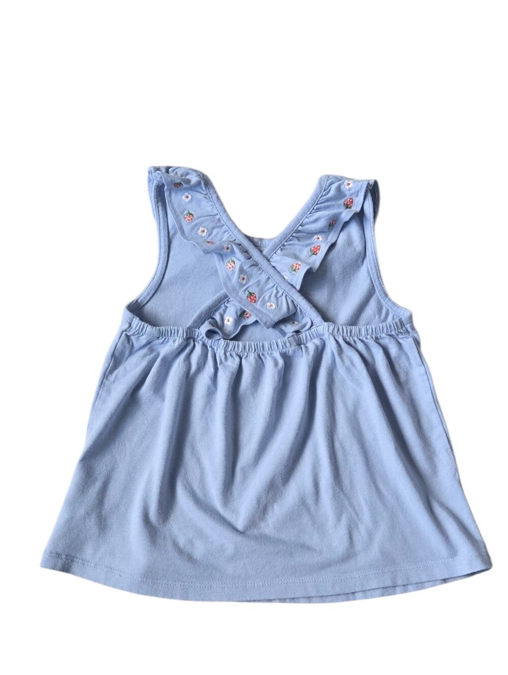 Mini Boden Strawberry Embroidered Floral Cross Back Tank Sz 6/7